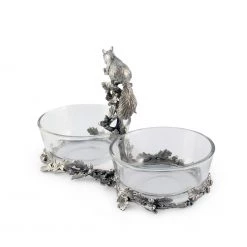 Vagabond House Squirrel Double Dish Condiment Server Woodland Creatures