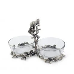 Vagabond House Squirrel Double Dish Condiment Server Woodland Creatures