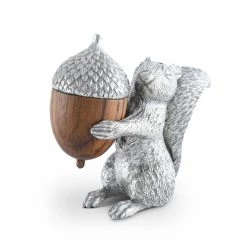 Vagabond House Woodland Creatures Squirrel With Wood Acorn Salt & Pepper Set